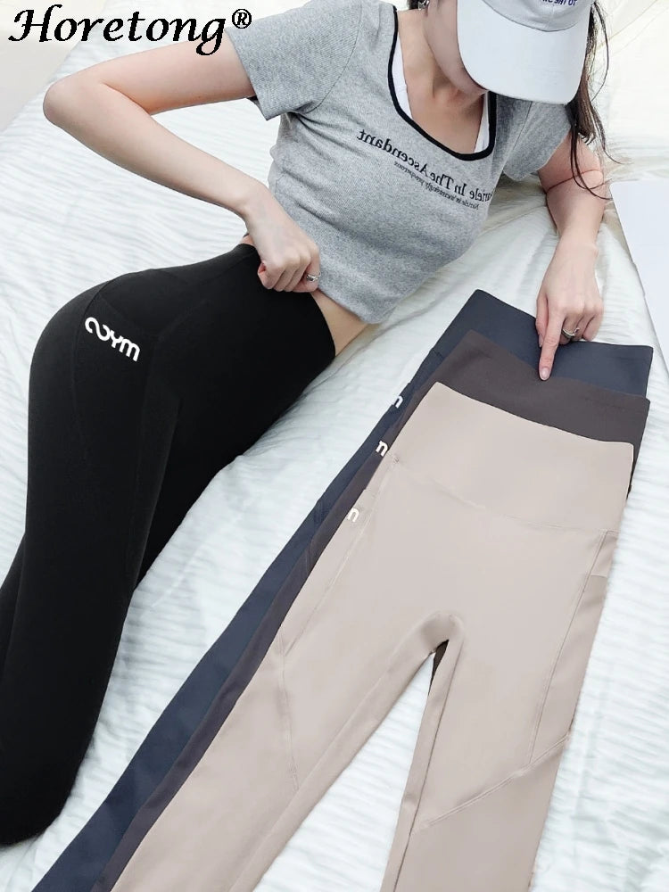 Women Sports Pants With Pocket High Waist Fitness Running Casual Streetwear Trousers Female Tight Workout Gym Clothing