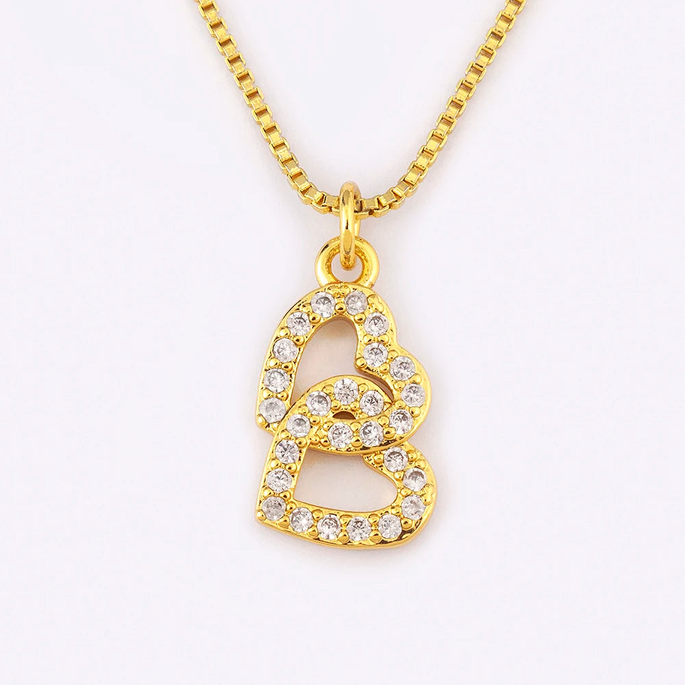 Heart Shape Hollow Design Charm Pendant Necklace For Women Men Sparkling Zircon Chain Jewelry Gifts