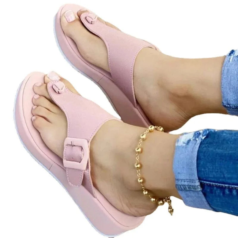 New Women's Slippers Sandals Low Heel Solid Color Indoor Outdoor Bathroom Women's Shoes Flip Flops