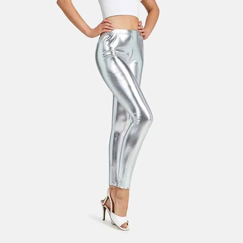 Women Leggings Sexy Tights Pants for Women Metallic Gold Shiny Dance Yoga Leggings Women Trousers Punk Rock Pants Pantalon Femme