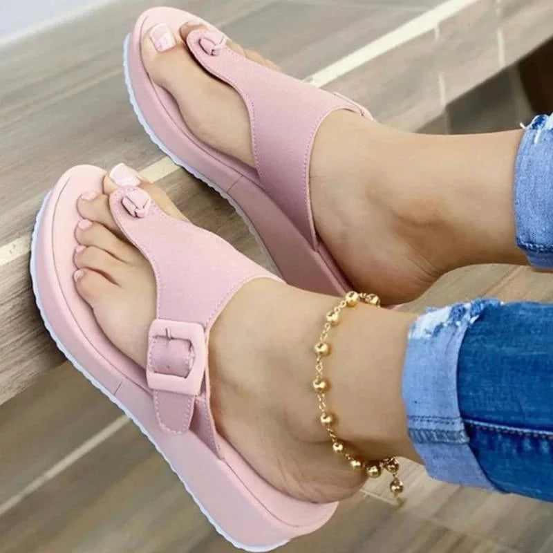 New Women's Slippers Sandals Low Heel Solid Color Indoor Outdoor Bathroom Women's Shoes Flip Flops