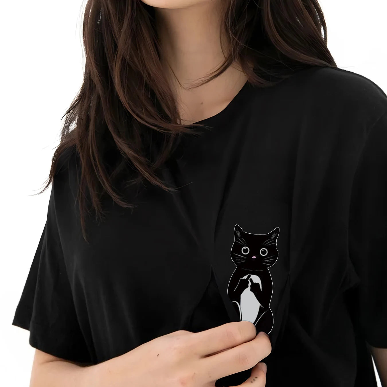 Cotton T-Shirt Summer Animals Cat Dog Printed Tshirt Men for Women Shirt Tops Funny Cotton Black Tees Casual Y2K Clothing