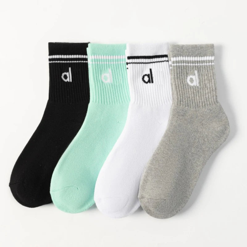 Yoga Women Socks Yoga Sports Casual Socks Cotton Sports Socks Seasonal Unisex Black and White Long Tube Accessories