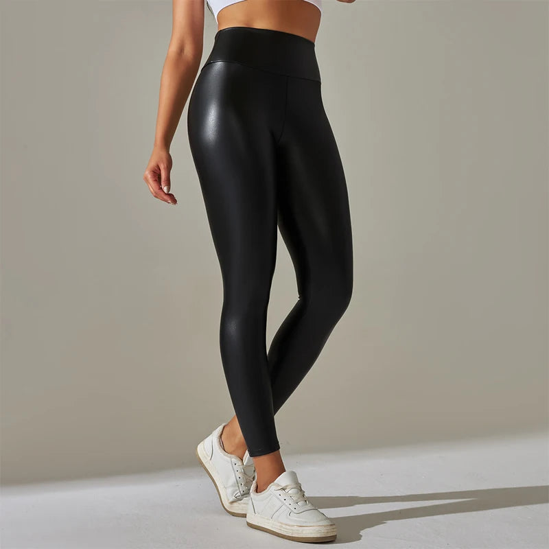 Oversized WOMEN'S Leggings, High Waisted Tight and Sexy PU Leather Pants, Colourful Yoga Pants for Women