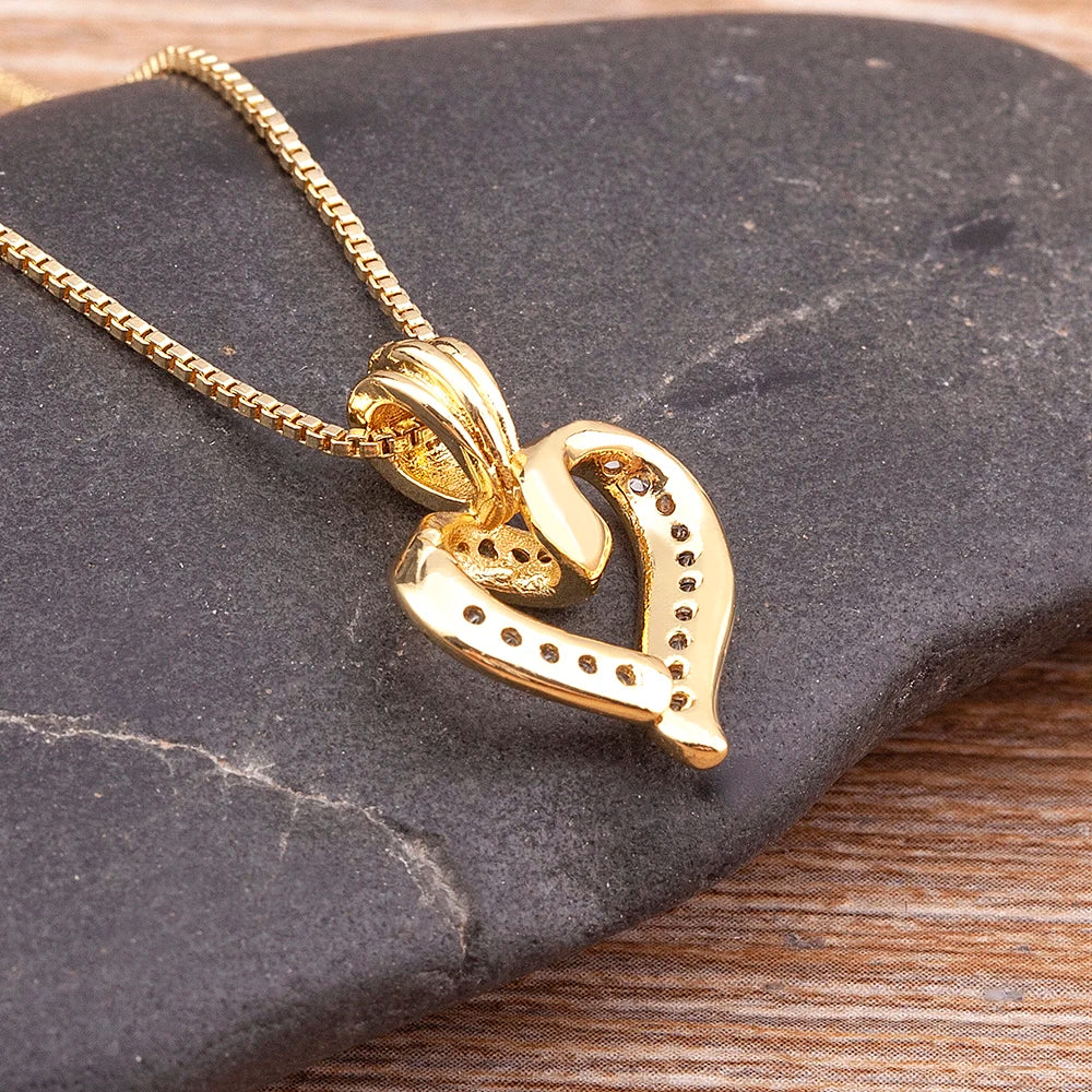 Spiral Design Heart Pendant Necklace For Women Lovers Clavicle Chain Chocker Female Cute Zircon Jewlery