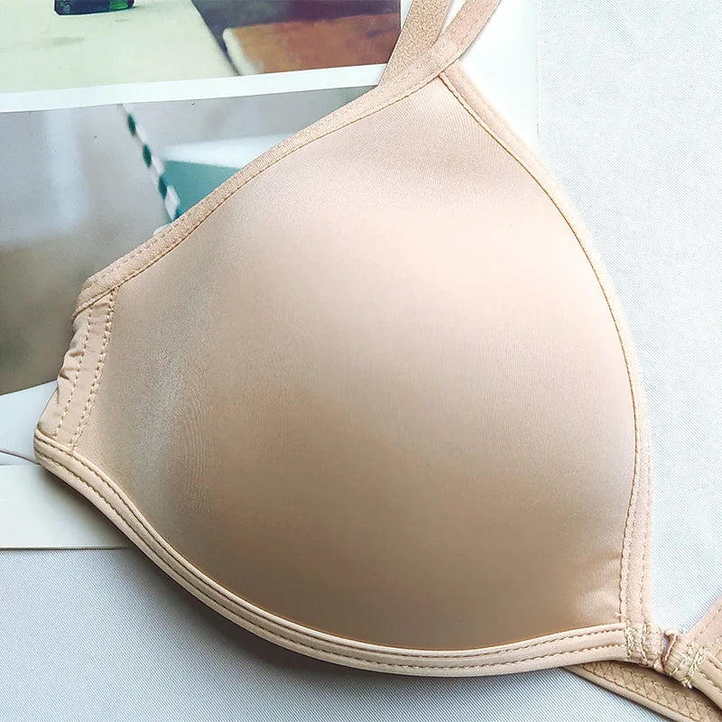 Sexy Thin Seamless Bras Women Triangle Cup Underwear Female Beauty Back Front Buckle Bra Cross Straps Tops Lingerie New