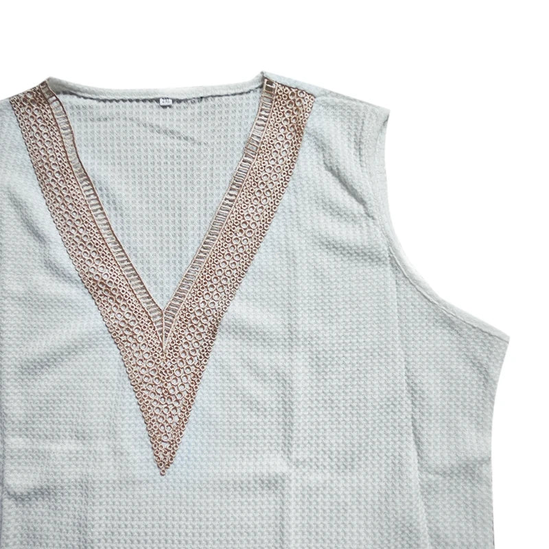 Women's Fashion V-neck Lace Waffle Tank Top