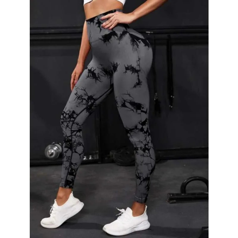 High Waist Leggings Women Tie Dye Leggings Fitness Sports Running Yoga Pants Hip Liftting Elastic Knitting Tights