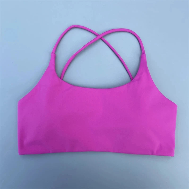 Solid Color Women Fitness Bra soft high strength Tight Sport Top Comprehensive Training Gym Yoga Underwear  Tight With Chest Pad