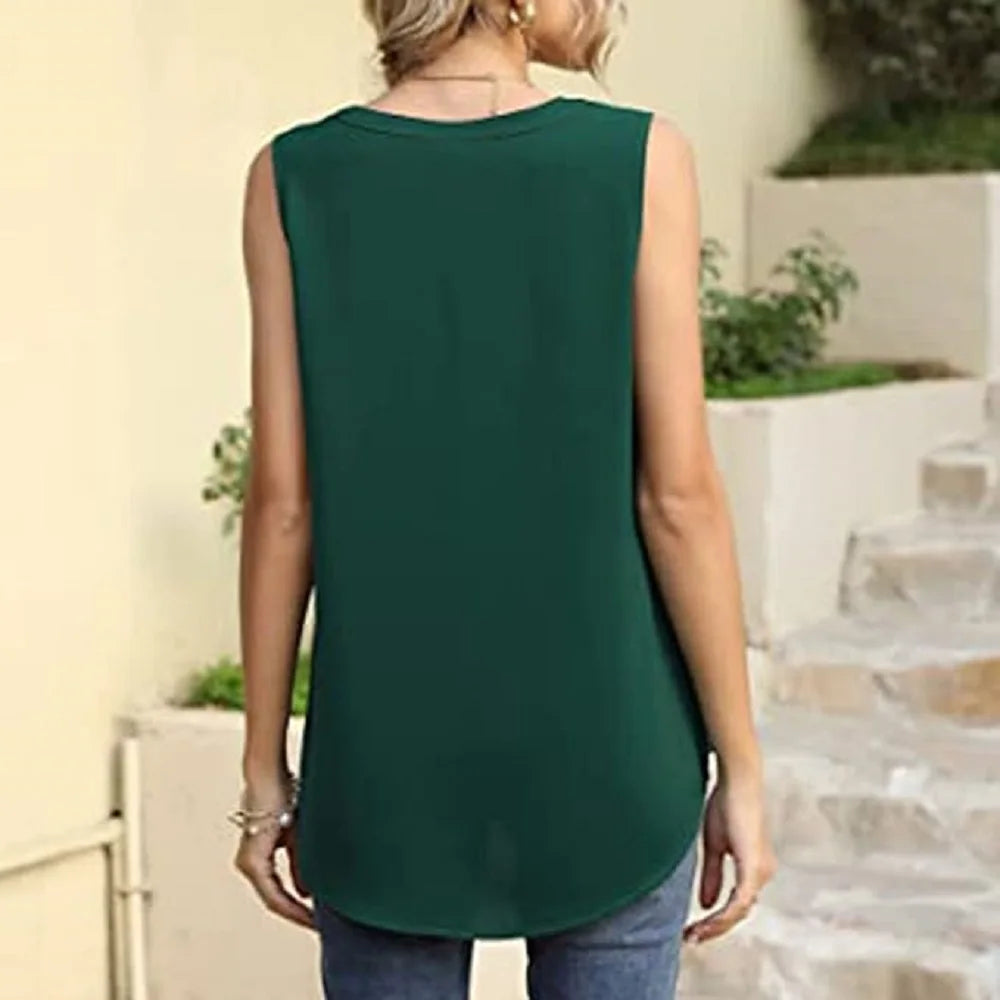 Spring/Summer Hot selling Women's Solid Color V-Neck Loose Casual Home Sleeveless Tank Top