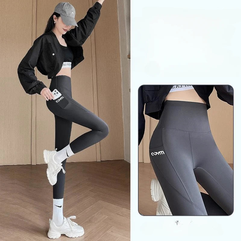 Women Sports Pants With Pocket High Waist Fitness Running Casual Streetwear Trousers Female Tight Workout Gym Clothing