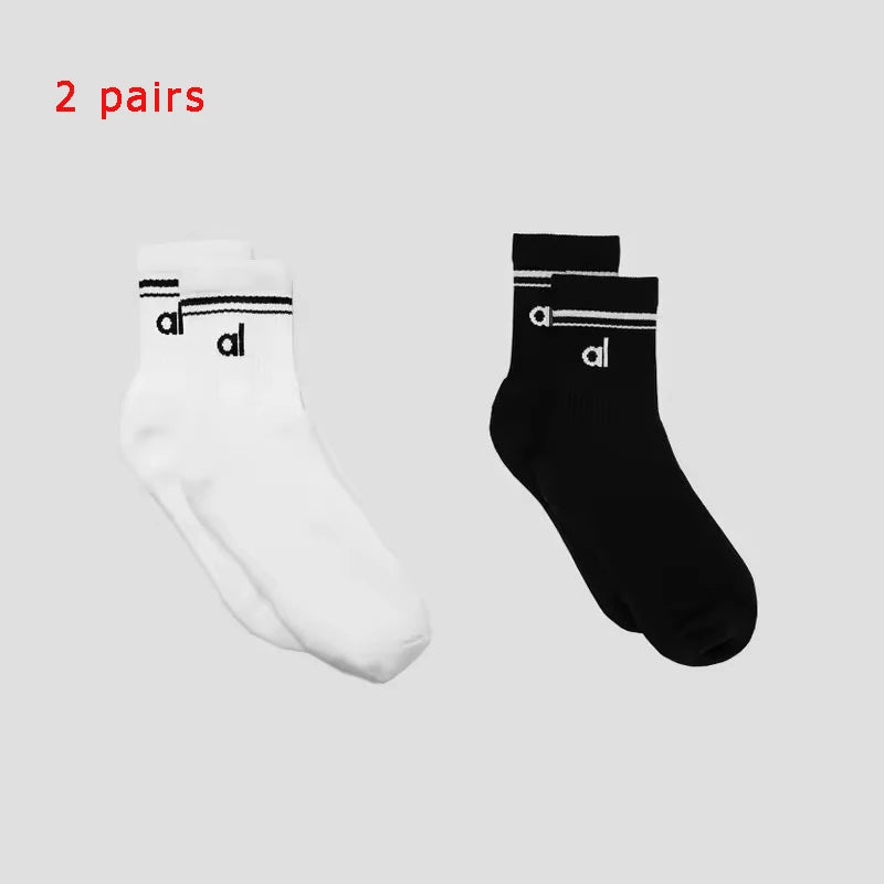 Yoga Women Socks Yoga Sports Casual Socks Cotton Sports Socks Seasonal Unisex Black and White Long Tube Accessories