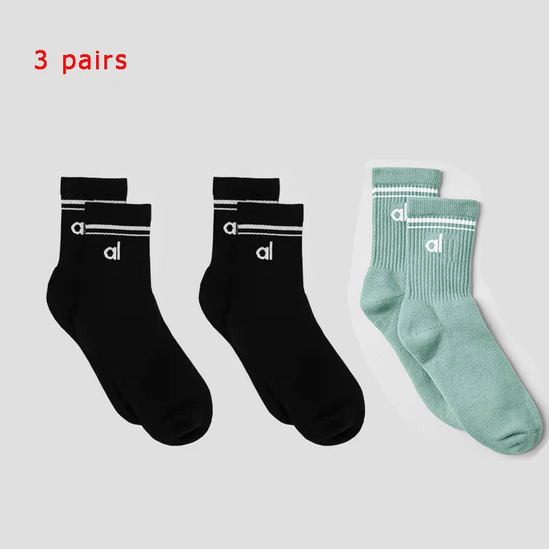 Yoga Women Socks Yoga Sports Casual Socks Cotton Sports Socks Seasonal Unisex Black and White Long Tube Accessories