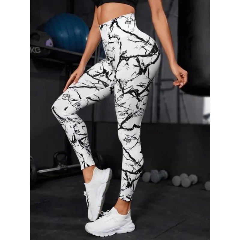 High Waist Leggings Women Tie Dye Leggings Fitness Sports Running Yoga Pants Hip Liftting Elastic Knitting Tights