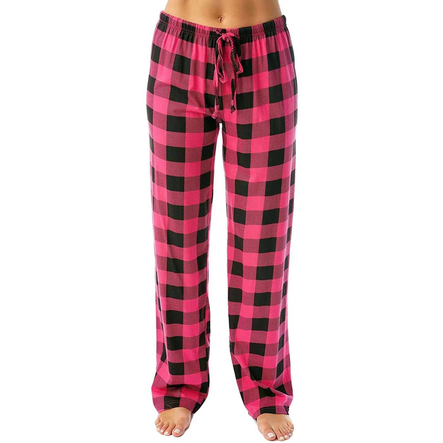 Women Christmas Pajama pants Autumn Winter Plaid Printed Pants Fashion Casual Wide Leg Pants Clothing Streetwear