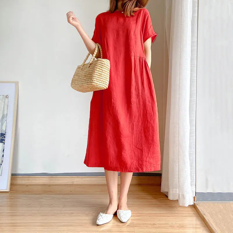 women's loose slimming dress women's summer mid-length skirt