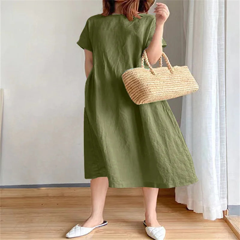 women's loose slimming dress women's summer mid-length skirt