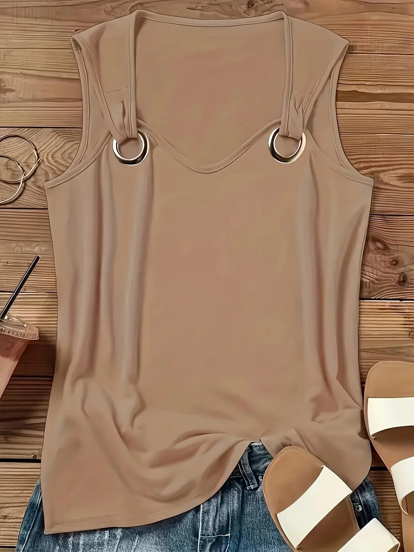 Plus Size 1XL-5XL Women's Fashion Tank Top Ladies Casual Sleeveless Crew Neck Top Solid Color Women's Plus Size Clothing