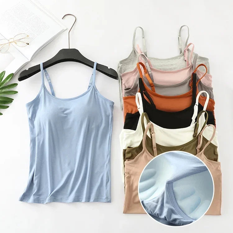 New modal female large size no steel ring integrated five-finger chest pad camisole bottoming shirt slim multicolor