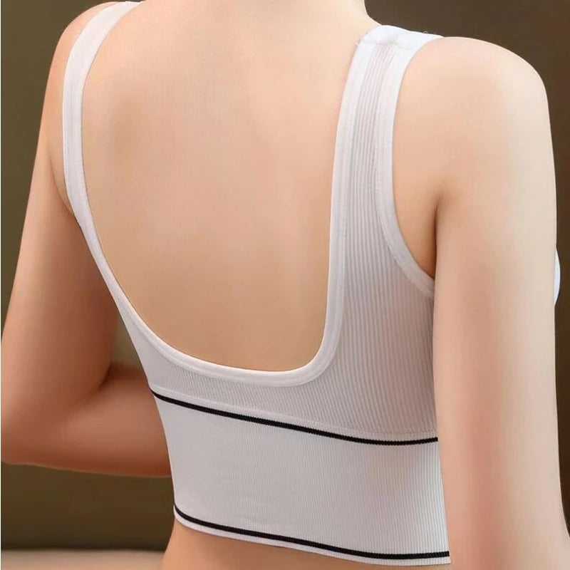 Women's Sexy Underwear Seamless Sports Bra Deep U-Shaped High Elasticity  Without Steel Ring Yoga Bra Top