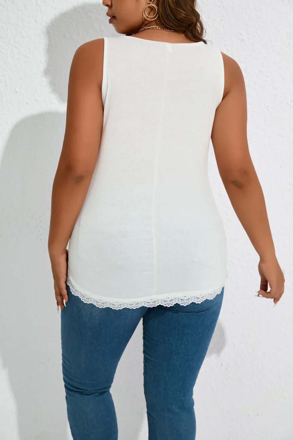 Plus Size 1XL-5XL Women Casual Lace Solid Color Vest Tank tops Ladies Fashion Sleeveless Loose Lace Vest Tops for Women