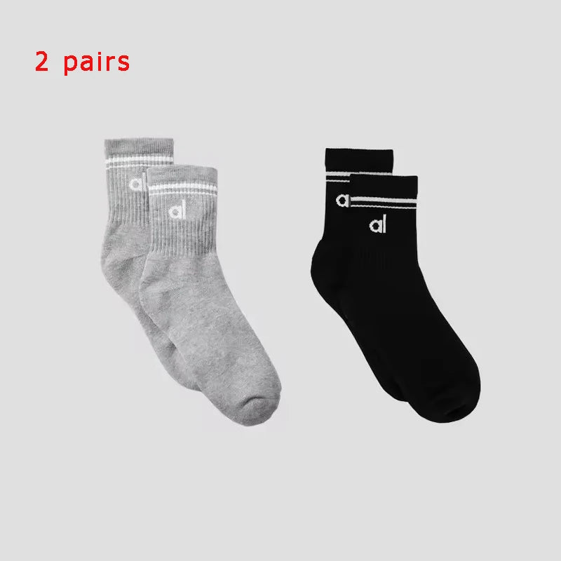 Yoga Women Socks Yoga Sports Casual Socks Cotton Sports Socks Seasonal Unisex Black and White Long Tube Accessories