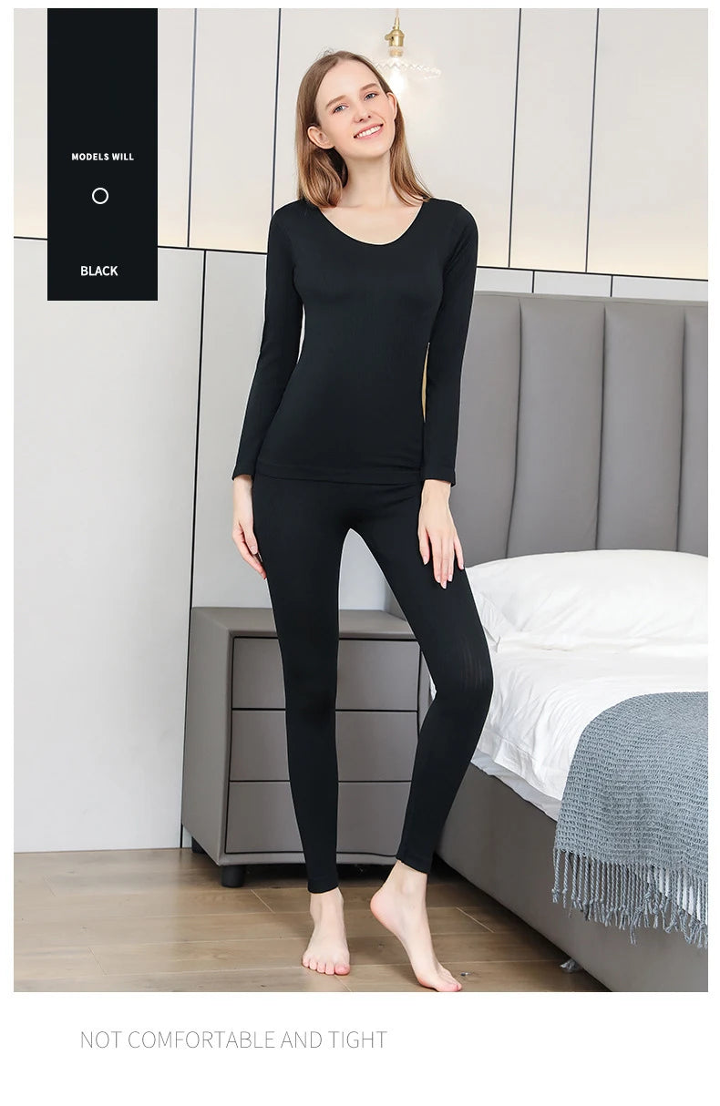 2 Pieces Women's Thermal Underwear Winter Clothes Seamless Thick Warm Suit Lingerie Femme Legging Thermal Long Sleeve Top