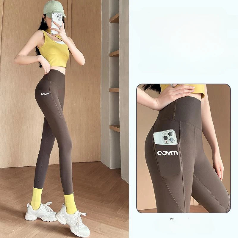 Women Sports Pants With Pocket High Waist Fitness Running Casual Streetwear Trousers Female Tight Workout Gym Clothing