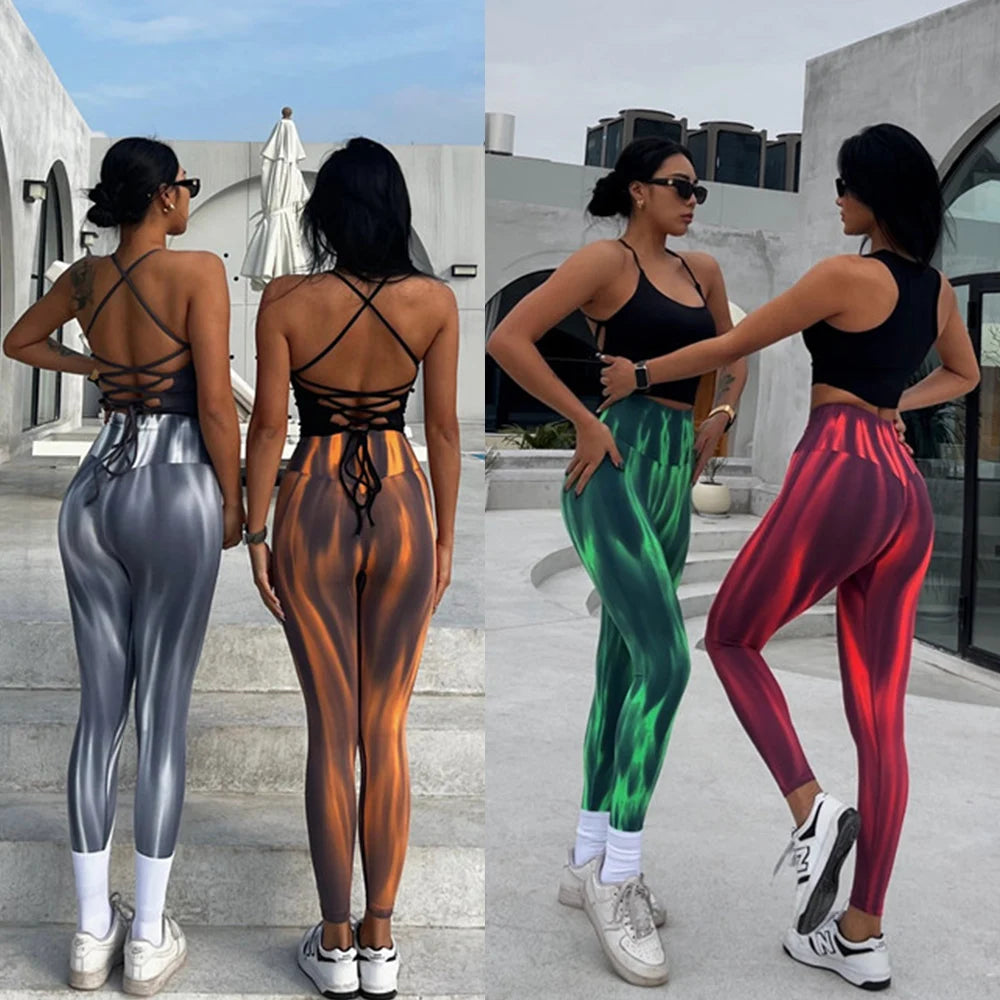 Push Up Scrunch Sport Leggings For Women Tummy Control Butt Lift Yoga Fitness Tights Gym Workout Pants Aurora Gradient