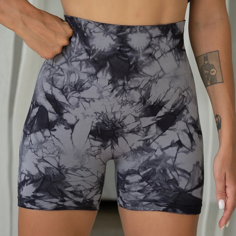 Women High Waist Butt Lift Shorts Legging Seamless Leggings Fashion Tie Dye Shorts Gym Workout Running Pants