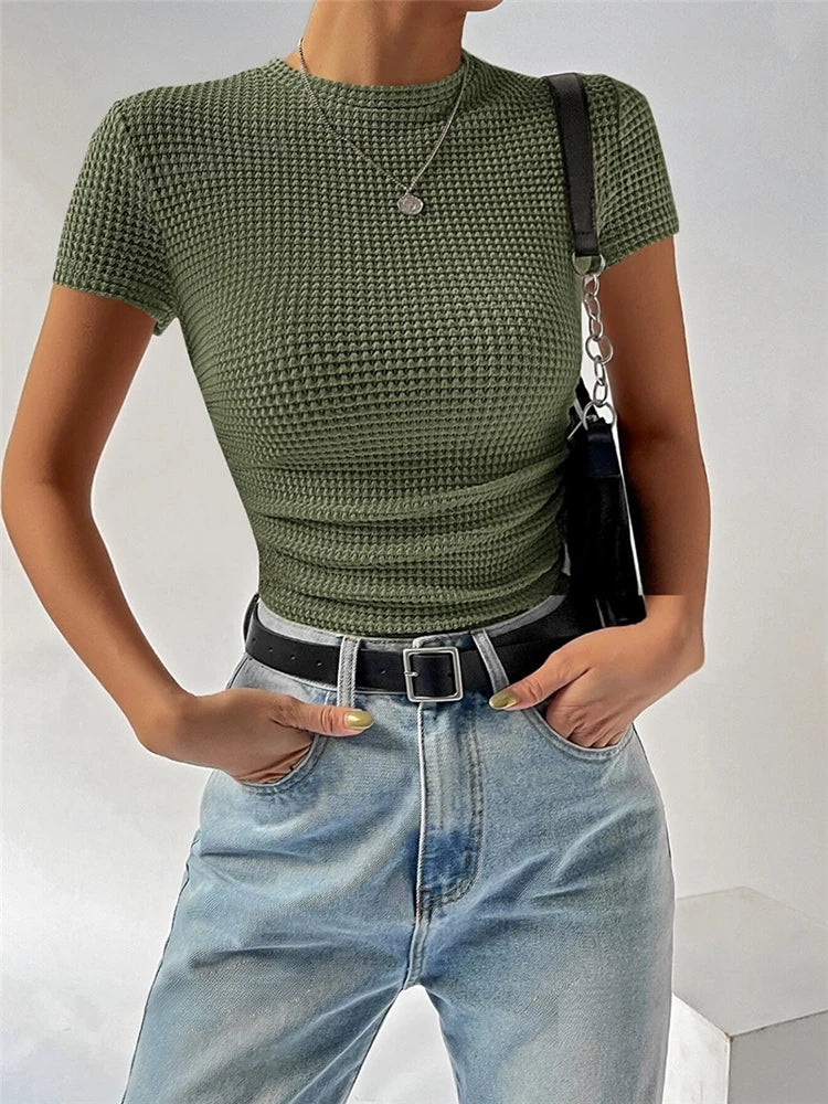 Women Summer Short-sleeved Skinny T-shirt,Woman Clothing,Tops For Women,Crop Top,tees,t Shirts Women,women's Clothes