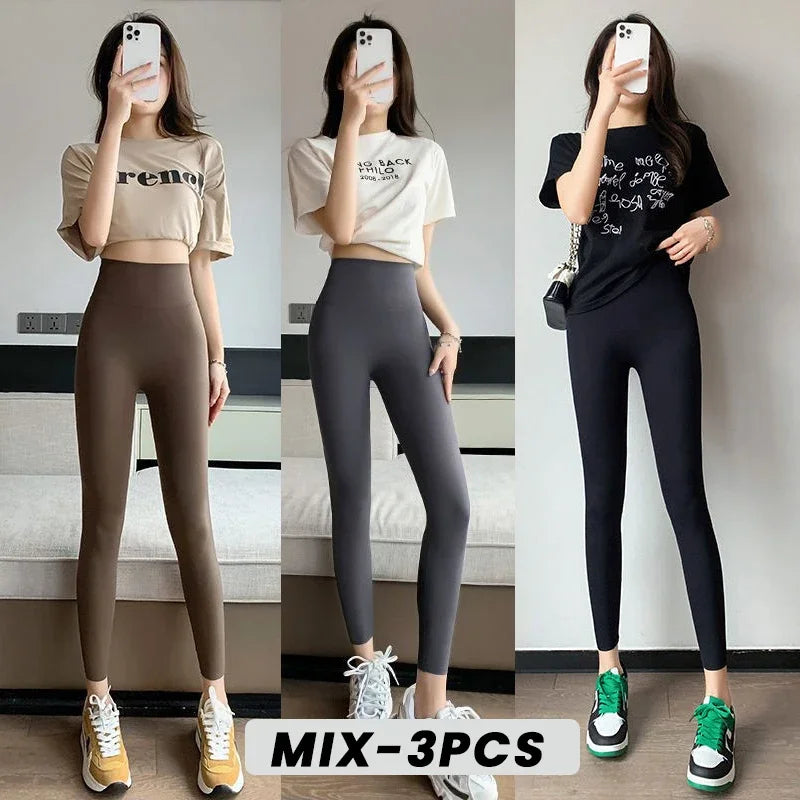 Womens High Waisted Seamless Leggings Sports Fitness Yoga Pants Gym Leggings Womens Elastic Shark Pants Cycling Pants Summer