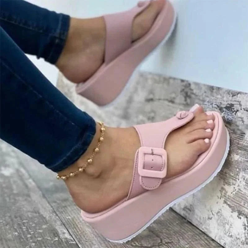 New Women's Slippers Sandals Low Heel Solid Color Indoor Outdoor Bathroom Women's Shoes Flip Flops