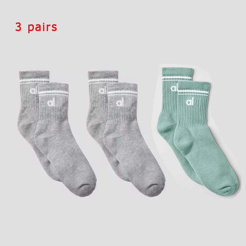 Yoga Women Socks Yoga Sports Casual Socks Cotton Sports Socks Seasonal Unisex Black and White Long Tube Accessories